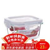 乐扣乐扣大容量耐热玻璃保鲜盒密封碗水果餐盒微波炉饭盒厨房冰箱冷冻盒 300ml【方形单个】