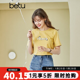 betu百图女装春装新款宽松韩版卡通印花短袖T恤ins潮JD2102T08 黄色 S