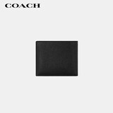 蔻驰（COACH）【品牌直供】男士短款对折牛剖层革钱包黑色CR899礼物