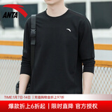 安踏（ANTA） 运动外套上衣男2024年秋季新款男士运动外套休闲时尚针织上衣男 【圆领卫衣】基础黑-2 XL/男180cm