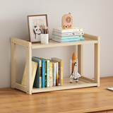 安尔雅桌面置物架办公室小型实木多层隔板架子储物架桌上收纳架2层