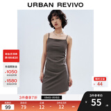 UR夏季新款女装潮流不规则下摆收褶吊带连衣裙UWV740053 中灰 S