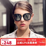 海俪恩太阳镜女偏光墨镜防辐射防紫外线时尚炫彩膜可配近视镜 曜石黑+水银膜镜片TD51