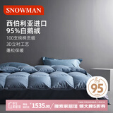 斯诺曼加厚高档100支贡缎进口95白鹅绒羽绒被芯冬被子1.8*2.2m充1100g蓝
