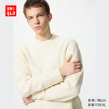 优衣库男女装souffle yarn舒芙蕾圆领针织衫毛衣毛衫479235 01 乳白色 M /170/92A