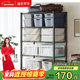 溢彩年华厨房置物架落地阳台杂物收纳货架零食蔬菜架【加粗五层80cm】2396