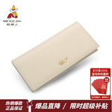 稻草人女士钱包头层牛皮多功能零钱包多卡位拉链手拿钱包情人节新年礼物 长款-白色