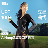 蕉下（beneunder）防晒衣女外套凉感修身短款辣妹防紫外线女AL119漫暮黑S