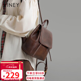 viney牛皮双肩包女复古学生高中初中书包轻便旅游旅行背包生日礼物女友