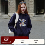 Teenie Weenie小熊连帽卫衣女索罗娜旷野美拉德卫衣美式复古宽松上衣 藏青色 M (165)