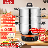 惠当家（Hui Dang Jia）电蒸锅电锅多功能电热锅电炒锅家用电蒸锅一体电煮锅加厚304不锈钢电火锅G08-32双