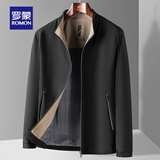罗蒙（ROMON）棒球领休闲夹克衫男士秋冬中青年短款百搭干部防风外套 3J205507黑色 4XL (195) 建议170-190斤