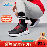 361°童鞋 儿童运动鞋25冬季男女童3-14岁皮革校园跑鞋 黑35