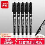 齐心（Comix）小双头防水速干勾线笔油性笔物流记号笔大头笔马克笔12支/盒 工具 黑色 EM829