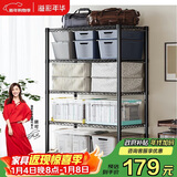 溢彩年华厨房置物架落地阳台杂物收纳货架零食蔬菜架【加粗五层80cm】2396