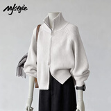 MJ STYLE立领开衫毛衣女2026冬季加厚保暖舒适双头拉链宽松百搭外套上衣