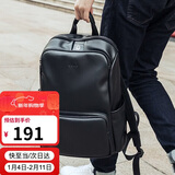 高尔夫（GOLF）双肩包男士软皮商务休闲背包大容量学生书包电脑出差旅行包 黑色