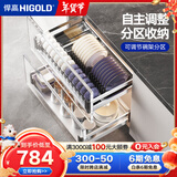 悍高（HIGOLD） 厨房橱柜拉篮碗架抽屉式碗篮加厚304不锈钢底板调味篮双层碗碟篮 720柜2层-PDL1.0系列套装