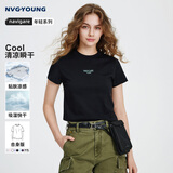 Navigare意大利小帆船短袖t恤女2026夏季新款凉感速干防晒体恤衫圆领上衣 暗夜黑 【女款】 2XL