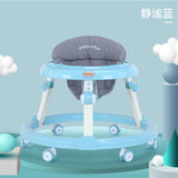 识恩学步车婴儿2026新款儿童推车宝宝防侧翻学行车多功能助步防o型腿 蓝静音轮餐盘款