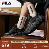 斐乐（FILA）女鞋可颂面包鞋老爹鞋运动鞋新款厚底鞋 黑/影黑灰-BD 38