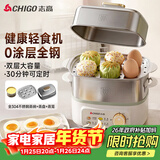 志高（CHIGO）煮蛋器 蒸蛋器 旋钮定时自动断电小型迷你 双层蒸煮鸡蛋神器0涂层不锈钢轻食机电蒸锅煮锅一体机