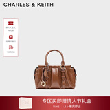 CHARLES&KEITH25冬新品褶皱包挂手提小方包波士顿包新年礼物送女友CK2-30671820 Chocolate巧克力色 S