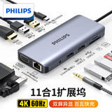 飞利浦（PHILIPS）Type-C扩展坞USB-C转Hdmi读卡器拓展坞网线口转接头3.2分线器苹果16华为笔记本MacBook电脑转换器