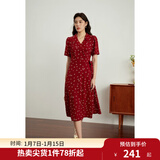 独束大码女装法式小翻领连衣裙女夏季新款遮肉显瘦雪纺裙子 红色-长款 2XL （尺码：4）