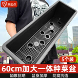 原起点 长方形种菜盆(18L)大花盆阳台塑料种菜箱懒人神器长条蔬菜种植箱 【加厚款】烟煤色5个