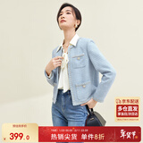 尚都比拉春秋经典圆领小香风外套女通勤减龄百搭女装上衣 蓝色 M 