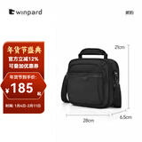 WINPARD/威豹商务男包手提公事包休闲单肩包出差男包斜挎包 黑色(横版/四层袋 可放9.7寸平板