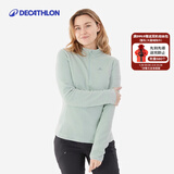 迪卡侬（DECATHLON）保暖户外抓绒衣外套男女运动宽松秋摇粒绒外套冲锋衣内胆 女款-半拉链-绿色 M