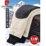 皮尔卡丹（pierre cardin）正品100%羊毛裤男士冬季加厚加绒保暖裤女士毛裤中老年羊羔绒棉裤 男士驼色 A款【加毛绒加厚】 XL 175