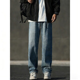 顶峰保罗（Dingfengbaoluo）美式牛仔裤男春秋季高街直筒宽松潮牌男生阔腿长裤DFS05中蓝2XL