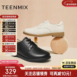 天美意女鞋子秋冬通勤皮鞋商场同款 黑色 37