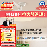 欧普照明（OPPLE）风扇灯吊扇灯遥控LED照明Ra98餐厅卧室吊灯变频低噪包安装 冰风白
