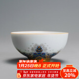 容山堂珐琅彩泡茶杯陶瓷主人杯单杯茶盏公道杯盖碗茶洗壶承茶壶功夫茶具 金丝珐琅彩品茗茶杯-润月款