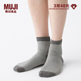 无印良品 MUJI 男女通用 合脚直角 袜口无橡筋 短袜 无性别 男款女款 DAI03A1A   浅灰棕色条纹 23-25cm/36-40码