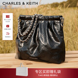 CHARLES&KEITH子母链条大容量流浪包托特包单肩斜挎包女包新年礼物CK2-40671449 【L号】Noir黑银 L