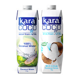 KARACoco椰子汁 +椰子水 进口椰汁椰奶饮品 椰子水1L+椰子汁1L