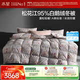 水星家纺羽绒被95%白鹅绒被子冬季加厚冬被芯双人羽绒被220cm×240cm1200g
