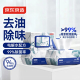 京东京造电解水厨房湿巾80抽*3包 家用清洁去油污除味除菌加大加厚湿纸巾