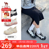 骆驼（CAMEL）丑萌登山鞋女时尚撞色户外休闲鞋 L24S076620 米/银/黑 39