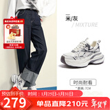 骆驼（CAMEL）银月户外复古老爹鞋厚底休闲鞋 L24A283742A 米/灰 38