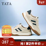 他她（TATA）男士阿甘男鞋复古德训鞋男运动休闲鞋厚底板鞋小白鞋PCB01AM5 米/蓝 41