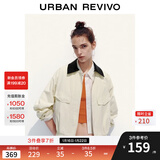 UR2026春季新款女装复古学院风刺绣拼接翻领外套UYY150062 浅黄 M