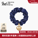 She's茜子发饰心形发圈大肠圈头花头绳马尾皮筋绑头发绳头饰新年礼物女 航海蓝C3（配件升级款）