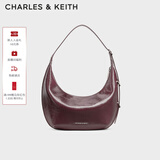 CHARLES&KEITH复古柔软新月包腋下包斜挎包生日礼物新年礼物送女友CK2-40782526 Wineberry Red紫红色 中包