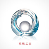 琉璃工房 桌面摆件气蕴转如意 生日商务礼物 非图片颜色海蓝色 浅黄色 海蓝色
